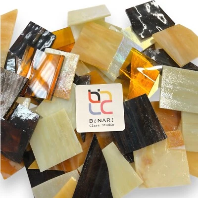 1.5磅琥珀色彩色玻璃废纸,玻璃马赛克瓷砖 — 第 1/2 张图片