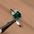 Round Lab Created 2Ct Emerald Solitaire Engagement Ring In 14K White Gold Plated