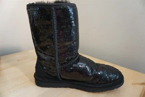 UGG Australia Sequins Boots Women Size 6 Sheep Skin Lining Size 6 - Picture 1 of 11
