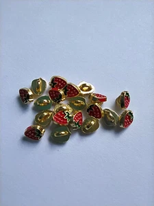 10pcs / 5 mm Mini Metal Strawberry Buttons for Dolls Clothes Miniature sewing - Picture 1 of 3