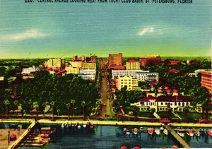 AK Leinen, St. Petersburg Fla, Central Ave, Boote, Autos und Menschen - Bild 1 von 2