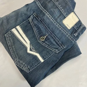 Helix Jeans 36x32 Herren Slim Boot Cut Blau Denim Hose Maße 40x34 Pattentasche - Bild 1 von 13