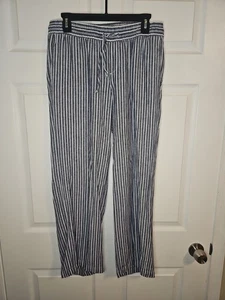 OLD NAVY Hose S blau weiß gestreift hoher Bund weites Bein Leinenmischung Strand Küste - Bild 1 von 4