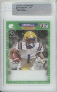 2021 Pro Set Metal Clear Green XRC Proof Ja`Marr Chase RC Rookie 1/1 - Picture 1 of 1