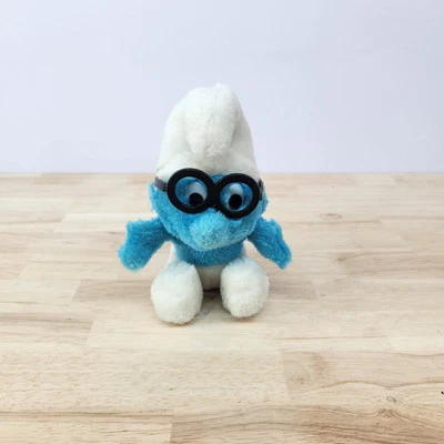 Vintage PEYO 1983 Wallace Berrie & Co. Brainy Smurf Plush 7" The Smurfs - Image 1 of 4