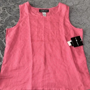 Sag Harbor Linen Tank Top Pink Sleeveless Size Medium Lightweight Casual Blouse - Picture 1 of 10