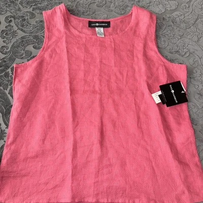 Sag Harbor Linen Tank Top Pink Sleeveless Size Medium Lightweight Casual Blouse - Image 1 of 4