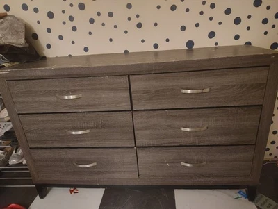 Classic Vintage Grey Wooden Drawer Chest.  Made In mexico - Image 1 of 4