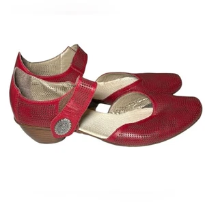 Rieker rote Leder Mary Jane Heels Comfort Schuhe Sandalen Antistress Pumps 41 - Bild 1 von 10