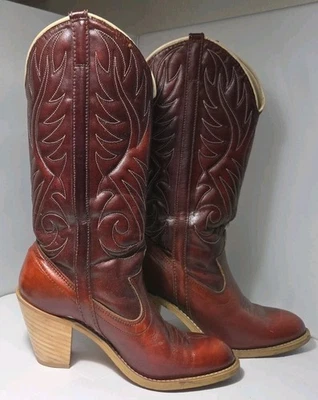 Dingo Mujeres - Botas de Vaquero Talla 5M Tacón Alto Estilo 7309 Rojo/Óxido/Marrón Foto 1 de 4