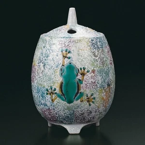 Kutani ware Incense Burner with Frog Motif Enamel Colors Japan Yasushi Yamachika - Picture 1 of 6