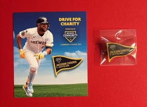MILWAUKEE BREWERS JACKSON CHOURIO #11 Collector Player Pin & Card 2025 MLB SGA - Picture 1 of 5