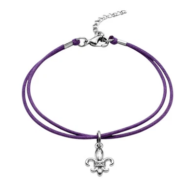 Bracciale FIORENTINA viola con GIGLIO Firenze Argento braccialetto da Uomo Donna - Immagine 1 di 4