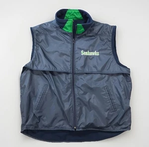 Seattle Seahawks Vest Mens 2XL Blue Reversible Pro Player NFL Fleece Windbreaker - Picture 1 of 12