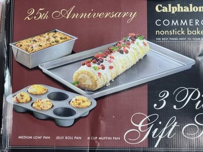 Juego de 3 piezas de utensilios para hornear antiadherentes comerciales Calphalon pan sartenes enrollables de gelatina nuevo Foto 1 de 4