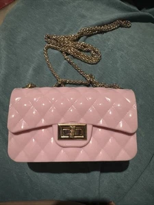 Mini Pink Girls Jelly Purse With Gold Strap Pink Jelly Handbag - Picture 1 of 9