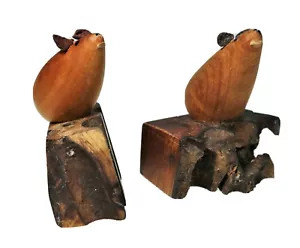 N2 Black Maire Kauri Wood 2 Mice Figurines Signed Tone 3” Mouse - Picture 1 of 7