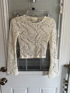 Madden girl Top Crochet White Ivory Long Sleeve Sz XS Barely worn EUC - Picture 1 of 5