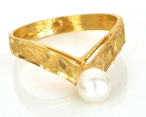VINTAGE BEAUTIFUL 14K YELLOW GOLD RING SIZE 7 SOLITAIRE PEARL  2.4G - Picture 1 of 1