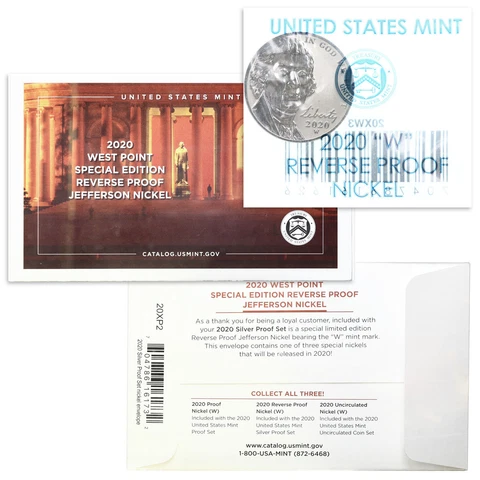 2020 W Jefferson Nickel Gem Deep Cameo Reverse Proof Coin OGP Cover