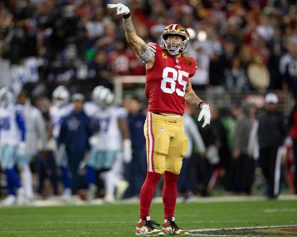 Foto brillante de George Kittle de los 49ers de San Francisco sin firmar 8x10 envío rápido Foto 1 de 1