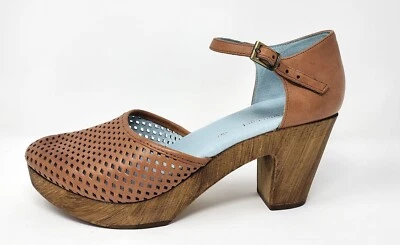 Eric Michael “Sadie” Shoes US 10/ EU 41 Camel Brown Leather Platform Heel Clog  - Image 1 of 4