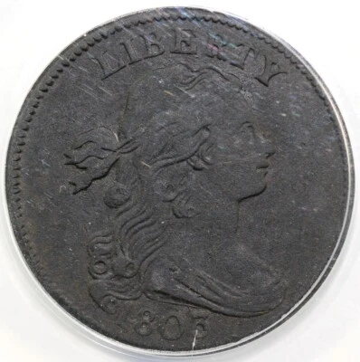 1803 1c S-246 Small Date, Fraction Draped Bust Large Cent ANACS VF 25 Details - Image 1 of 4