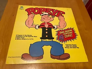 Popeye~4 Stories~VG+/VG+ Peter Pan Records~Kids Cartoon~At Movies~Spinach~UFO - Picture 1 of 3
