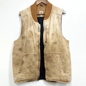 Carhartt Loose Fit Washed Duck Insulated Rib Collar Vest Destroyed Thrashed LT - Bild 1 von 9