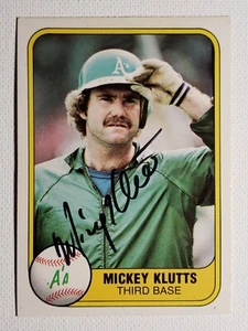 1981 Fleer Mickey Klutts Autogrammkarte signiert Athletics A's Yankees Auto #584 - Bild 1 von 3