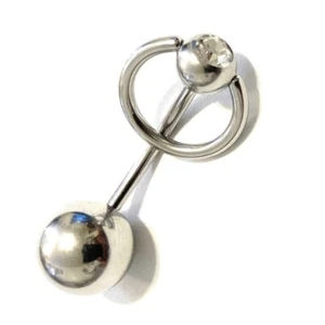Handcrafted Surgical Steel 14g, 12g & 10g PA Barbell with 10mm & Gem Slave Ring. - Picture 1 of 6