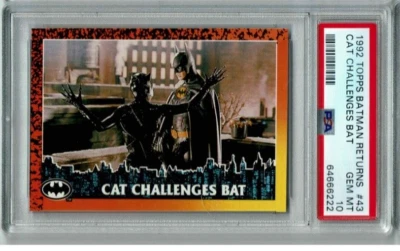 1992 Topps Batman Returns CATWOMAN #43 PSA 10 Pop 1 Michelle Pheifer RC Tough - Image 1 of 2