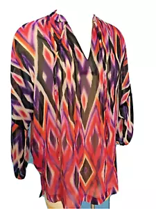 Jones New York Blouse Medium sheer 3/4 sleeve New - Picture 1 of 8