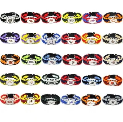Football NFL Paracord Bracelet Fashion Gift Fashion Gift Chiefs Eagles Raiders - Image 1 of 3