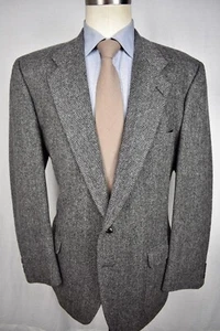 1976-1994 Kingsridge Gray Herringbone 100% Wool Two Button Sport Coat Size: 42R - Picture 1 of 11