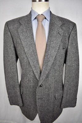 Abrigo deportivo Kingsridge 1976-1994 gris espiga 100 % lana dos botones talla: 42R Foto 1 de 4