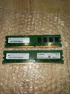 4GB Kit (2 x 2GB) Micron MT16HTF25664AY-667E1 PC2-5300U DDR2 Computer Memory RAM - Image 1 of 3