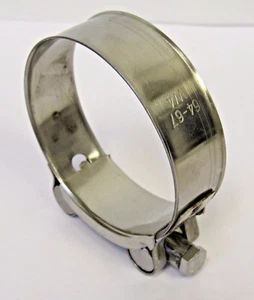 NEW 64-67 MM (2.52-2.64 IN) HEAVY DUTY 304 STAINLESS STEEL T-BOLT HOSE CLAMP NIB - Picture 1 of 4