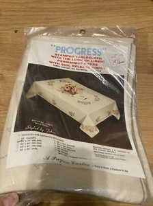 Progress 50”x70” Oblong Stamped Tablecloth Cross Stitch Wild Rose Pattern 2700/2 - Picture 1 of 8