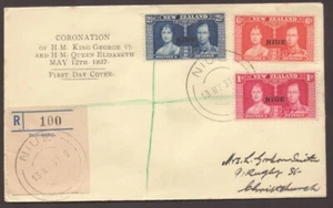 1937 NIUE Registered CORONATION Cachet FDC - Picture 1 of 2