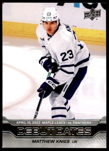 Matthew Knies 2023-24 Upper Deck Series 1 Debut Dates RC #DD-18 Toronto Maple