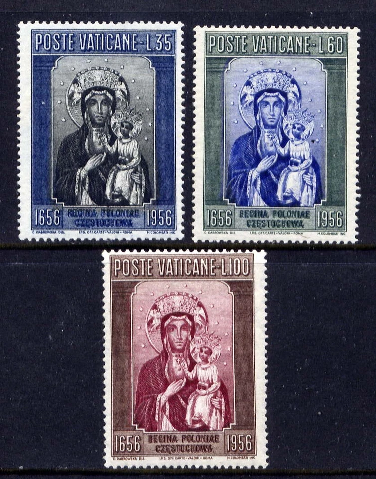 Vaticano Sc#216-8 1956 Virgen Negra de Czestochowa MNH Foto 1 de 1
