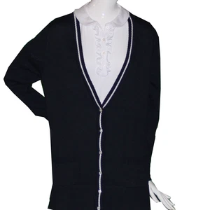 Lands End Girls Size XL (16) Button Front Cardigan V-Neck Sweater, Navy - Picture 1 of 3
