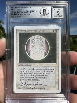 CIRCLE OF PROTECTION: GREEN, ARTIST PROOF, REVISED, 1994 MTG, BAS 9! - Image 1 of 3