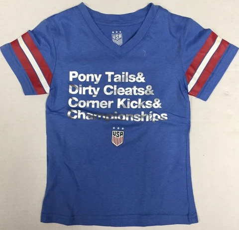 Icon Sports USA US Soccer Foil Graphic Youth Girl's T-Shirt Lt Blue Choose Size Cover