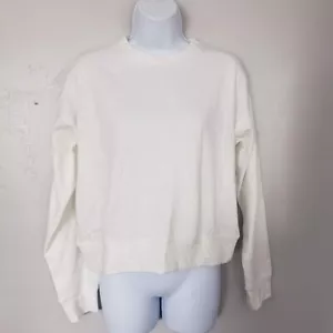 Abound NWT Women's Medium White Long Sleeve Pullover Sweatshirt Solid Basic Top - Picture 1 of 7