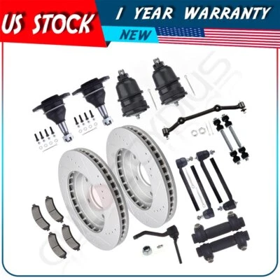 Fit For 1998-2001 GMC Jimmy Front Tie Rod Sway Bar Center Link Brake Rotors Foto 1 de 4