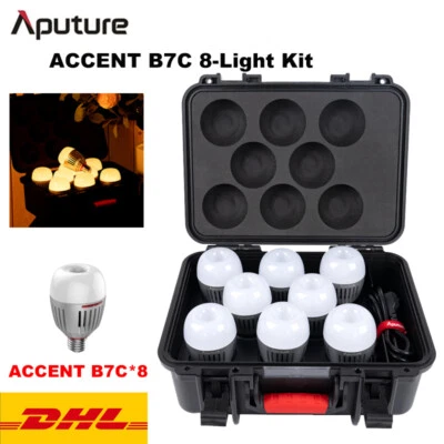 Aputure Accent B7C 8 Light Kit Charging Box 7W RGBWW LED Full Color Smart Bulb - Image 1 of 4