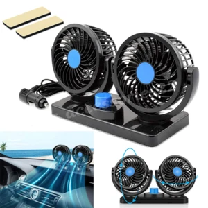 12V Car Fan Cooling Air Dual Head Fan Low Noise for Truck Van Auto 360 Degree - Picture 1 of 7