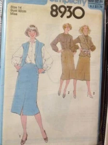 Simplicity Sewing Pattern 8930 Ladies / Misses Skirt Blouse & Lined Vest Size 14 - Picture 1 of 3